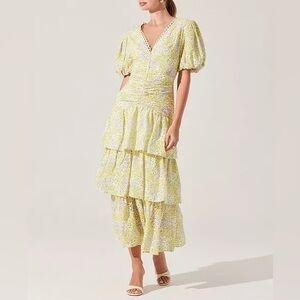 ASTR the Label Yellow and White Floral Midi Dress